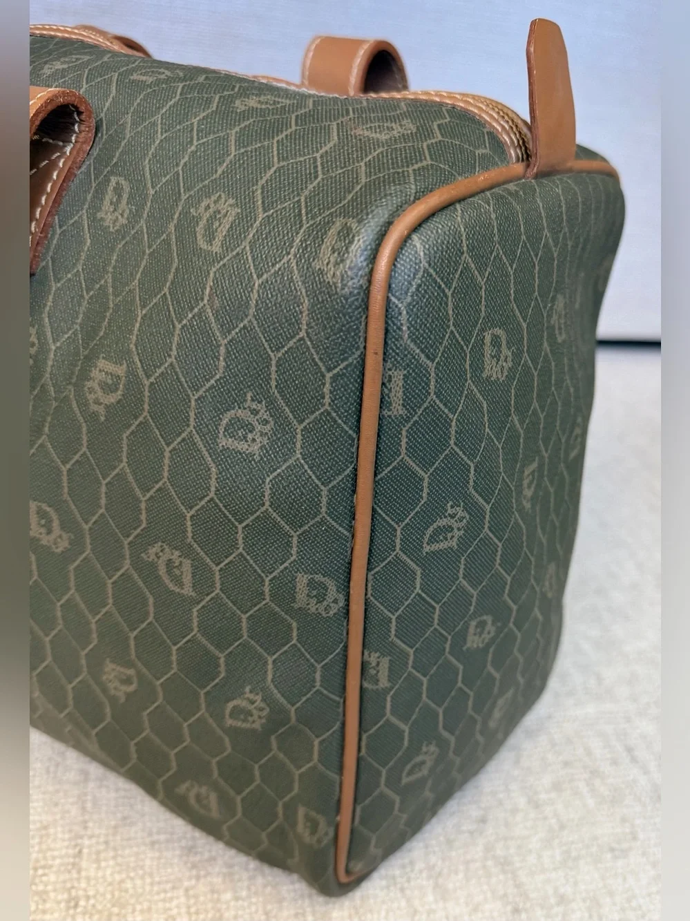 CHRISTIAN DIOR Vintage Honeycomb Monogram Boston Weekender Travel Bag Pristine
